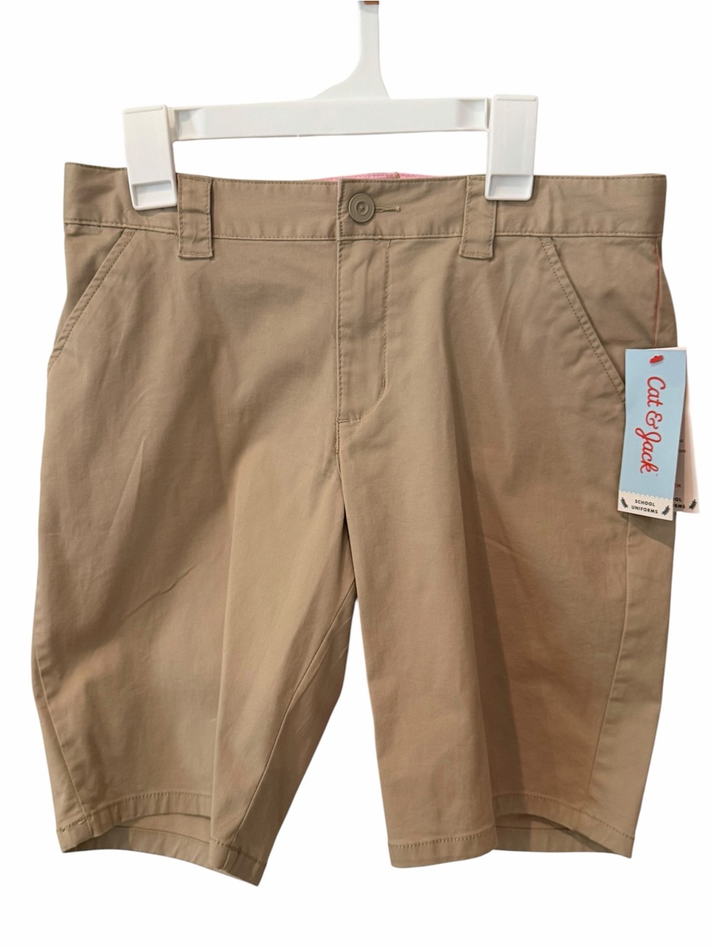 Cat & Jack Girls Khaki Uniform Bermuda Shorts Size 14 NWT School Chino